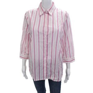 Camicettasnob Womens Button-Up Striped 3/4 Sleeve Pink Cotton Size 44